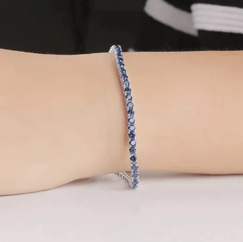 Luxurious Blue Round Cut Bracelet