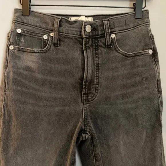 Madewell Jeans Womens 24 Black Denim Perfect Vintage Cosner Wash Distressed 90s