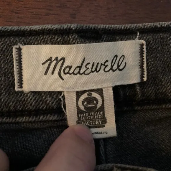Madewell Jeans Womens 24 Black Denim Perfect Vintage Cosner Wash Distressed 90s