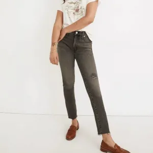 Madewell Jeans Womens 24 Black Denim Perfect Vintage Cosner Wash Distressed 90s
