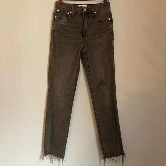 Madewell Jeans Womens 24 Black Denim Perfect Vintage Cosner Wash Distressed 90s