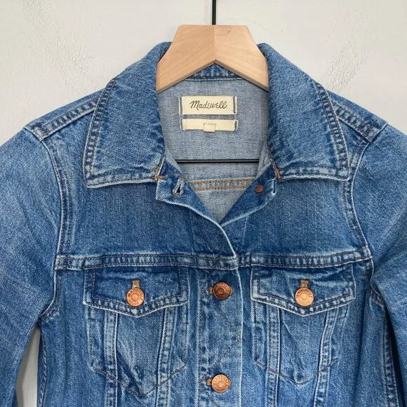 Madewell The Jean Jacket Pinter Wash XS Classic Blue Denim Pockets 100% Cotton