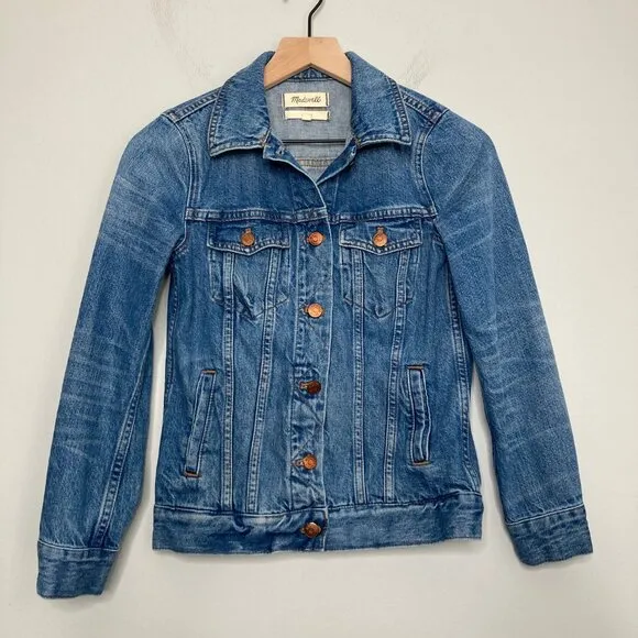Madewell The Jean Jacket Pinter Wash XS Classic Blue Denim Pockets 100% Cotton