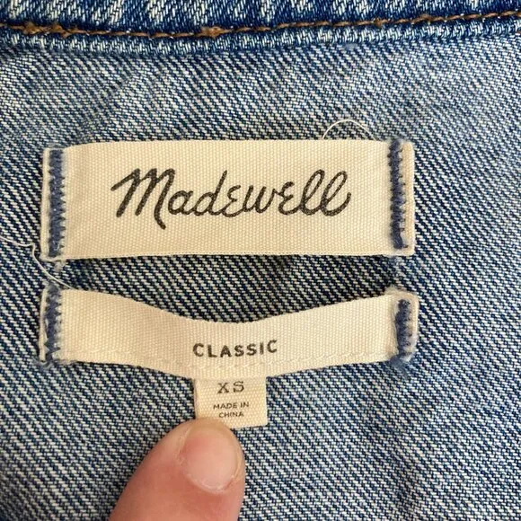 Madewell The Jean Jacket Pinter Wash XS Classic Blue Denim Pockets 100% Cotton