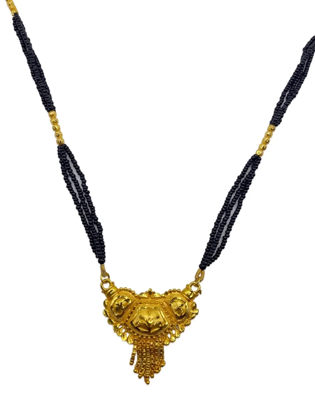 Maharashtrian Long Mangalsutra Designs Simple Gold Pendant Traditional Black Beads Chain