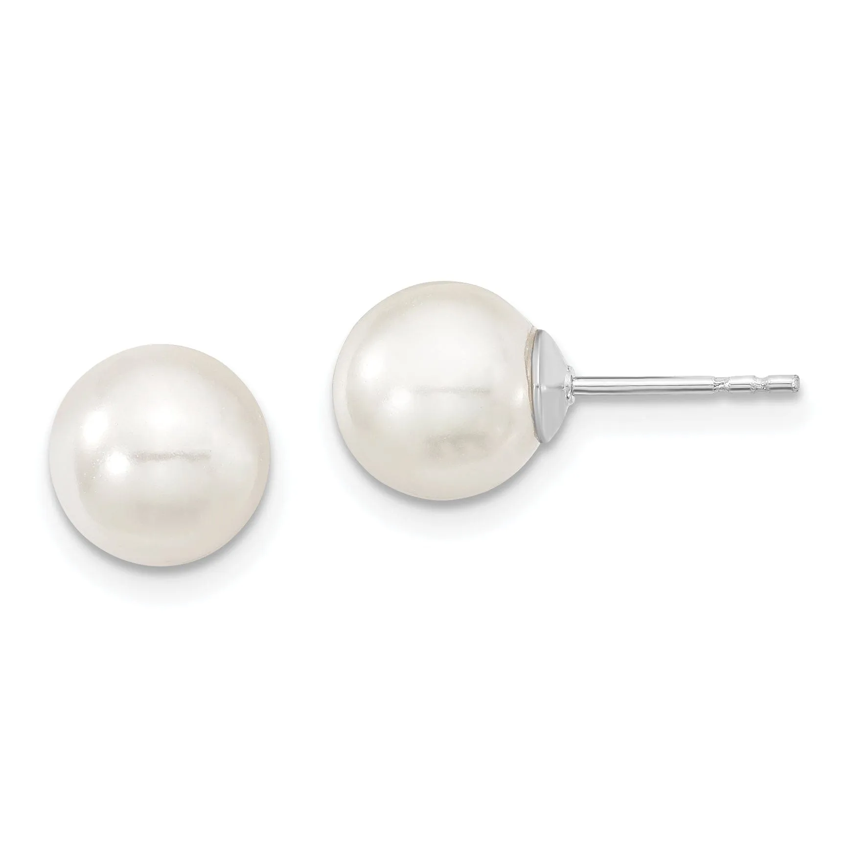 Majestik Round White Pearl Stud Earrings