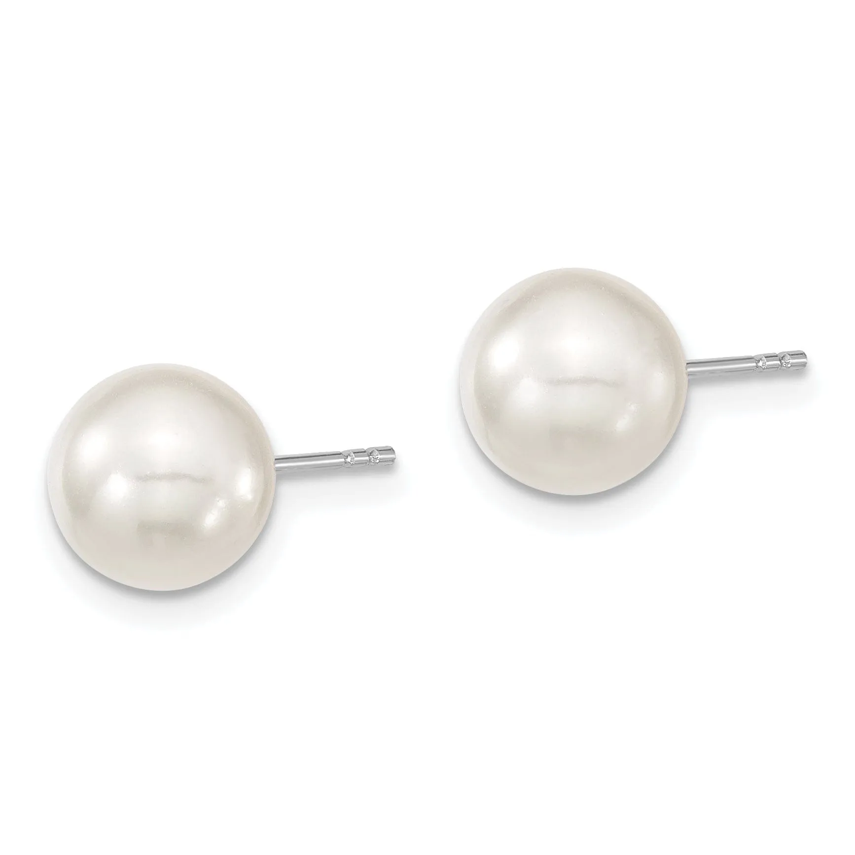 Majestik Round White Pearl Stud Earrings