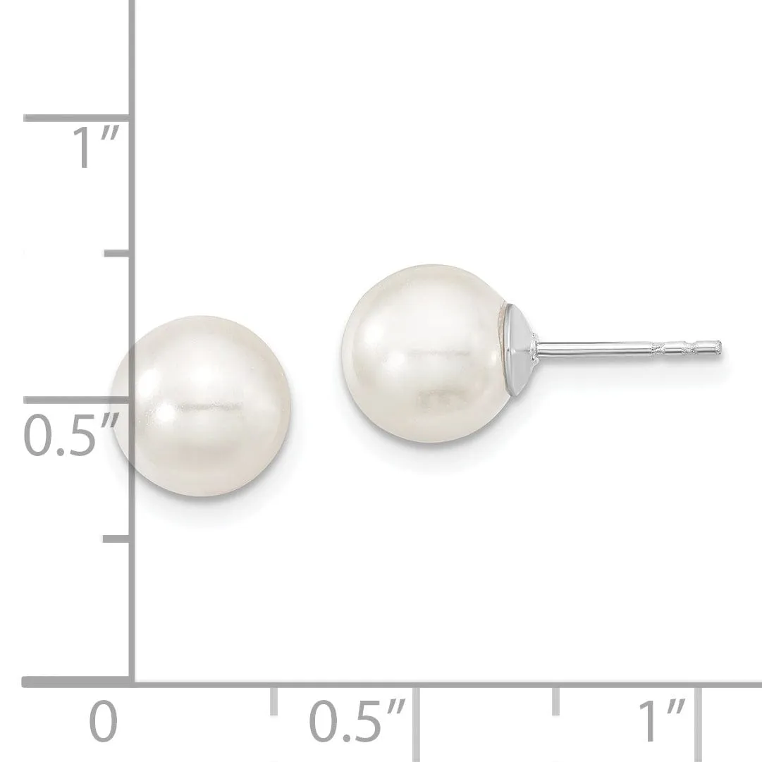 Majestik Round White Pearl Stud Earrings