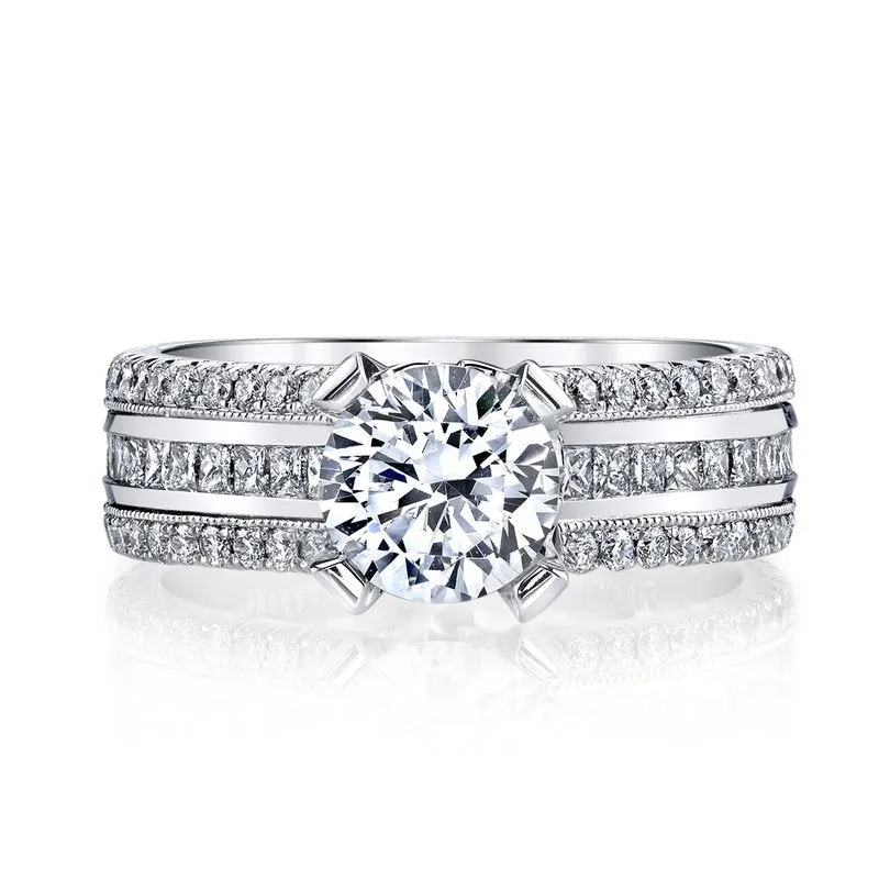 Mars Bridal Timeless Triple Row w/ European Shank Diamond Engagement Ring R281