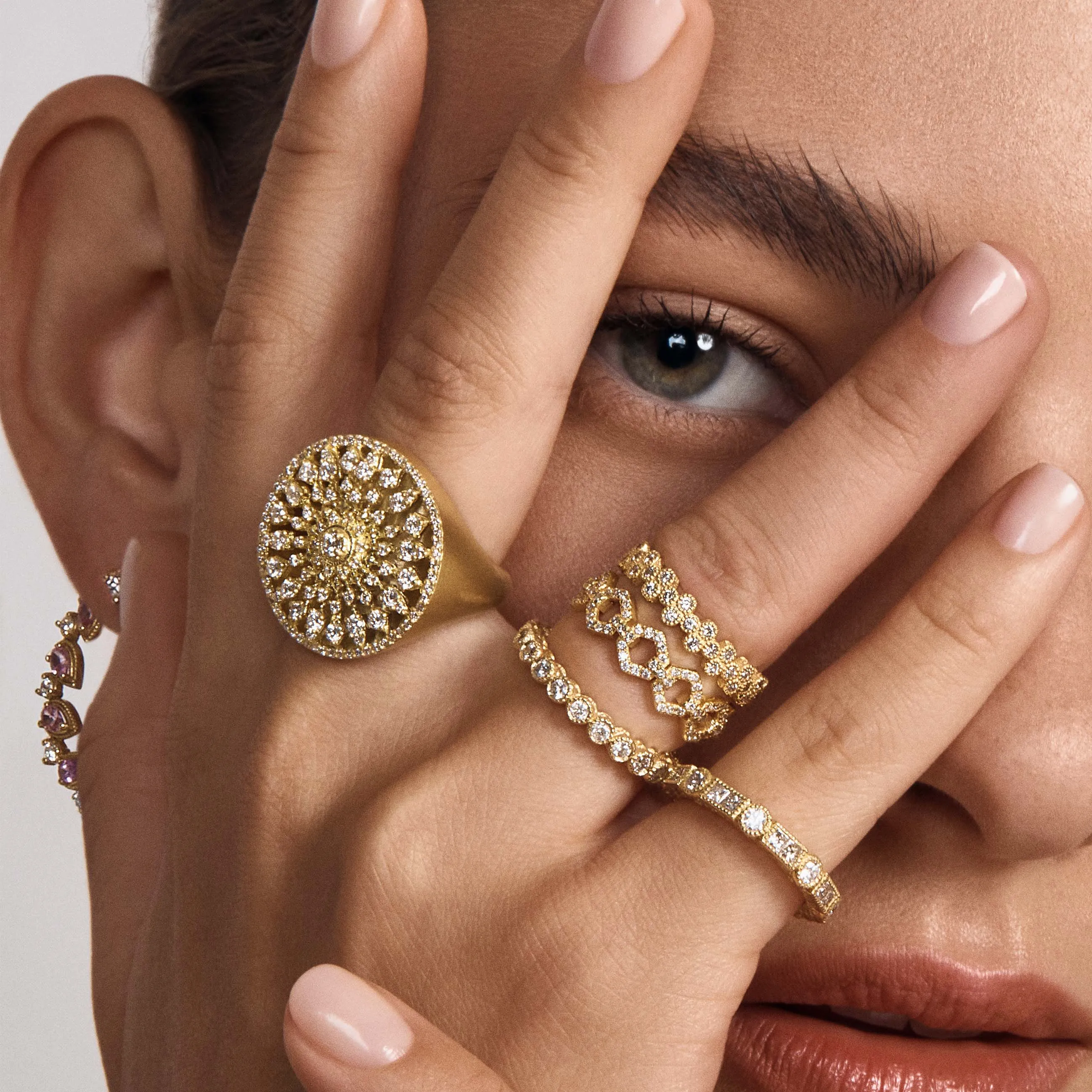 Medium Sunburst Diamond Ring