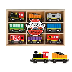Melissa & Doug Wooden Train Cars (8 pcs) - Magnetic Train, Wooden Train Toys, Train Sets For Toddlers And Kids Ages 3 