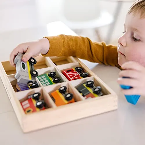 Melissa & Doug Wooden Train Cars (8 pcs) - Magnetic Train, Wooden Train Toys, Train Sets For Toddlers And Kids Ages 3 
