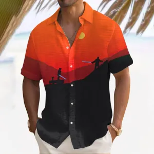 Men's Retro Print Casual Short Sleeve Shirt