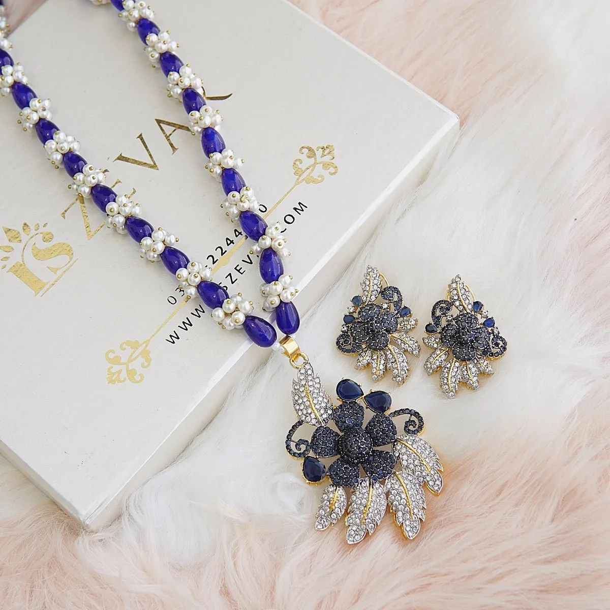 Micro Cubic Zirconia 3D Pendant Mala Set