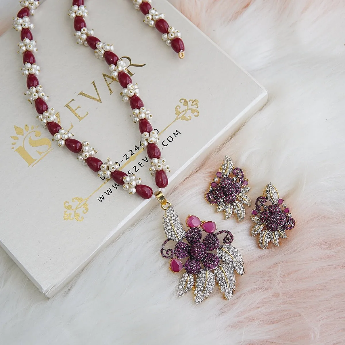 Micro Cubic Zirconia 3D Pendant Mala Set