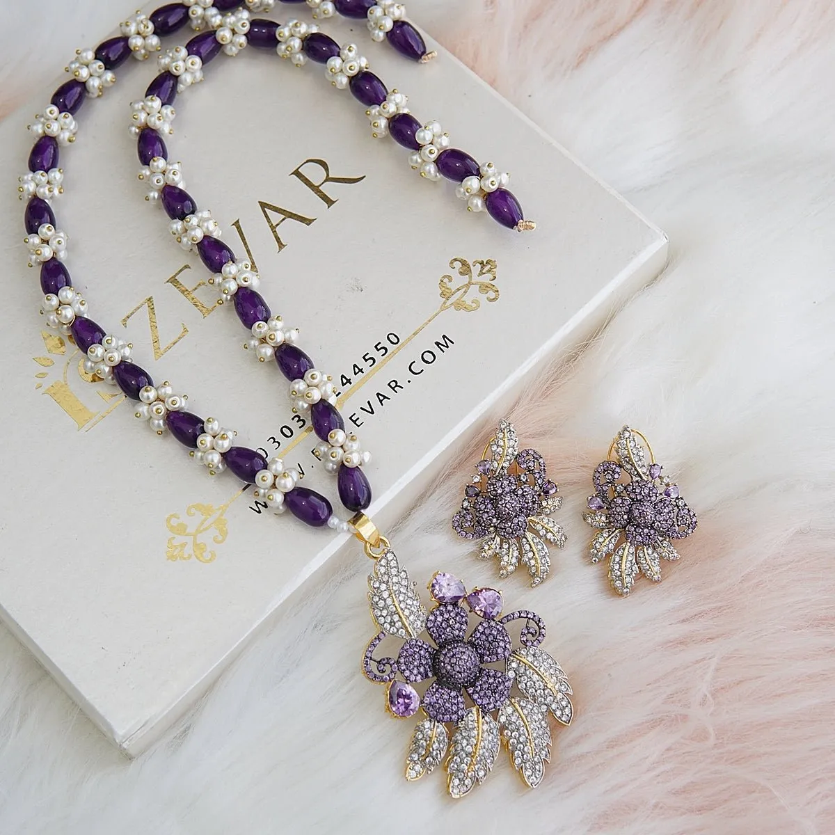Micro Cubic Zirconia 3D Pendant Mala Set