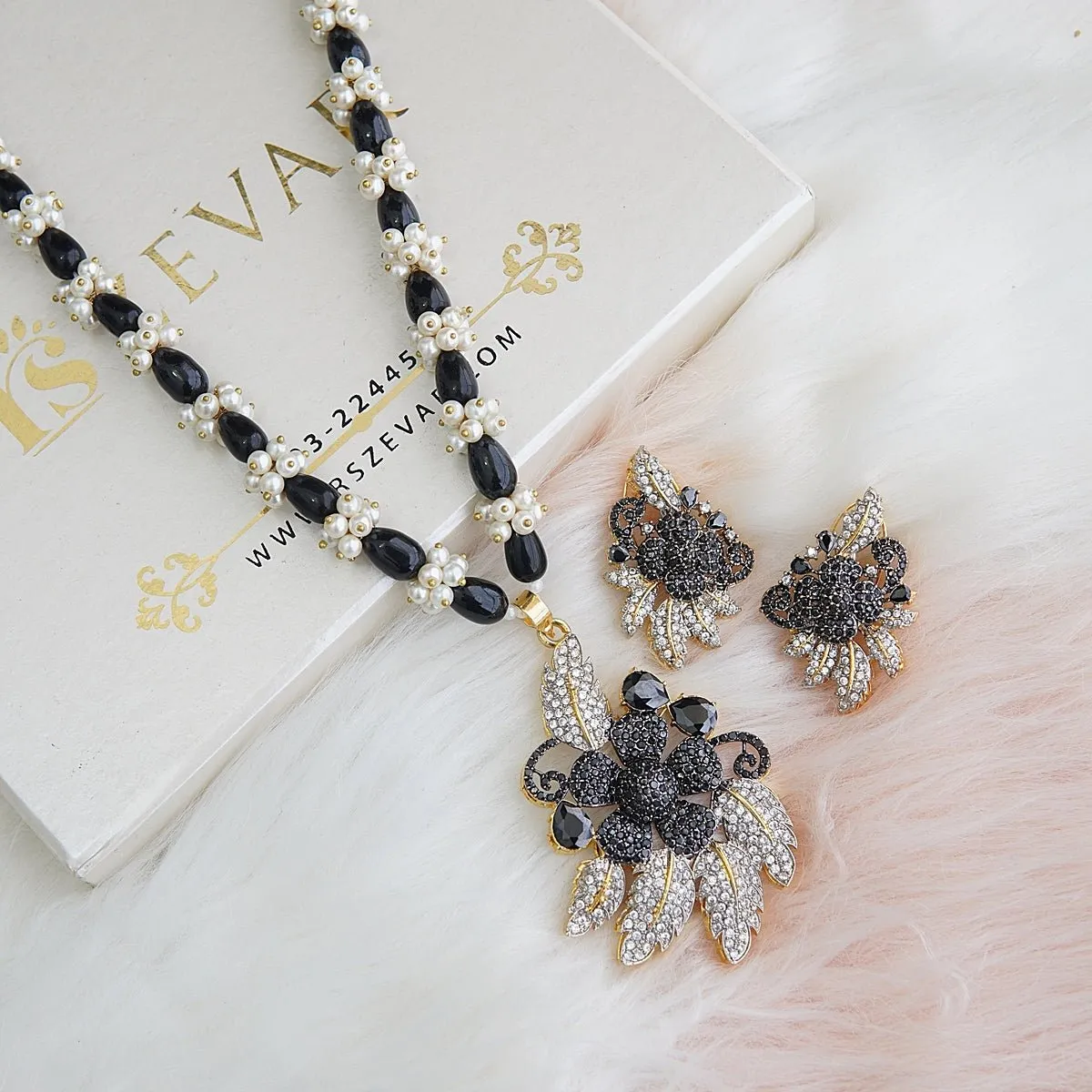 Micro Cubic Zirconia 3D Pendant Mala Set