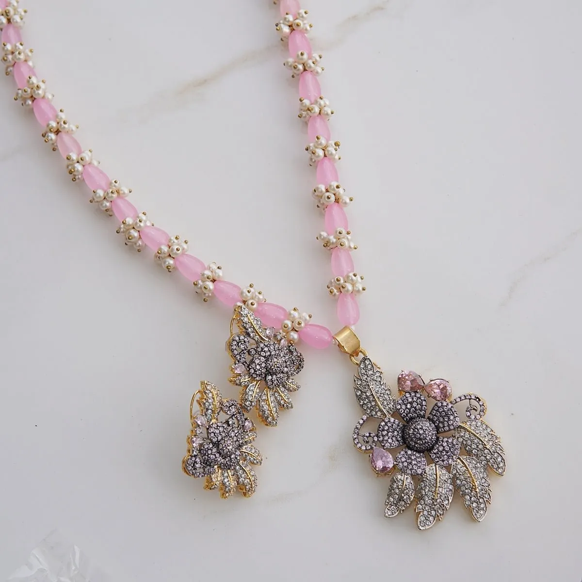 Micro Cubic Zirconia 3D Pendant Mala Set