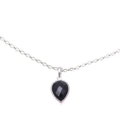 'Midnight Drop' Sterling Silver Black Onyx Pendant Necklace