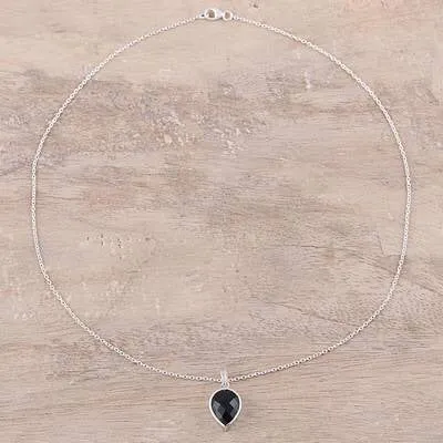 'Midnight Drop' Sterling Silver Black Onyx Pendant Necklace