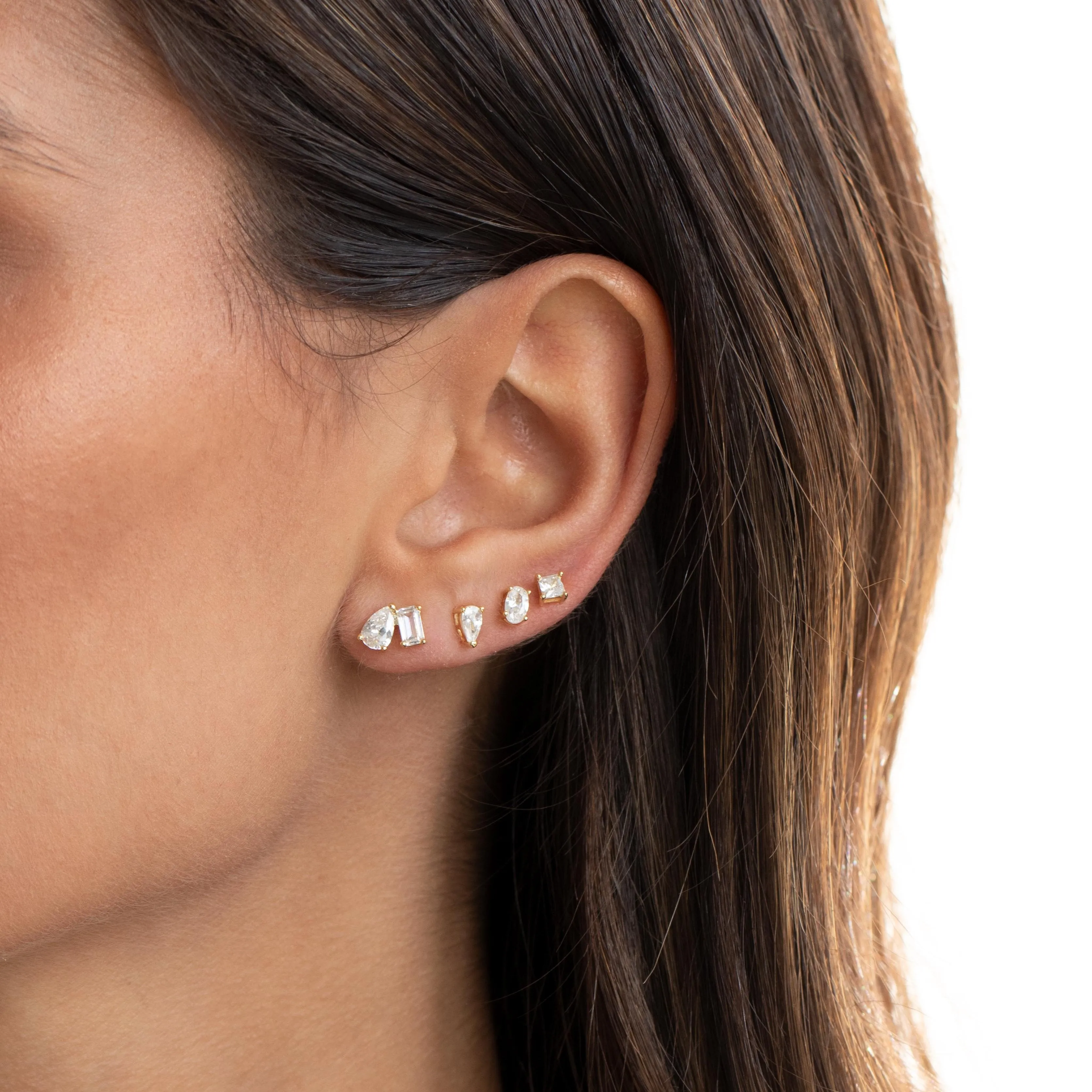 Mini CZ Teardrop Stud Earring