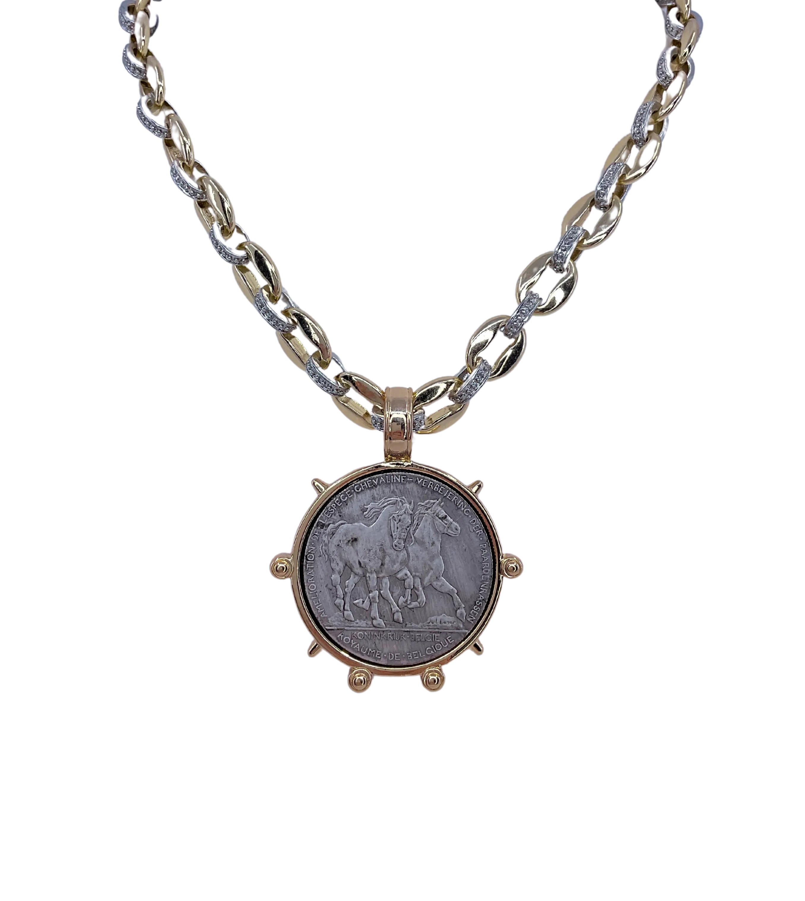 Mixed Metal Gold Plated Silver Horse Coin