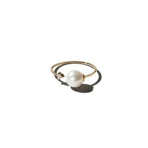Mizuki Large Pearl and Diamond Open Ring