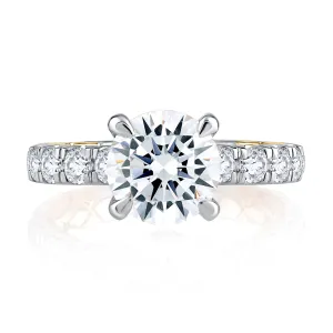 Modern Two Tone Round Cut Diamond Engagement Ring
