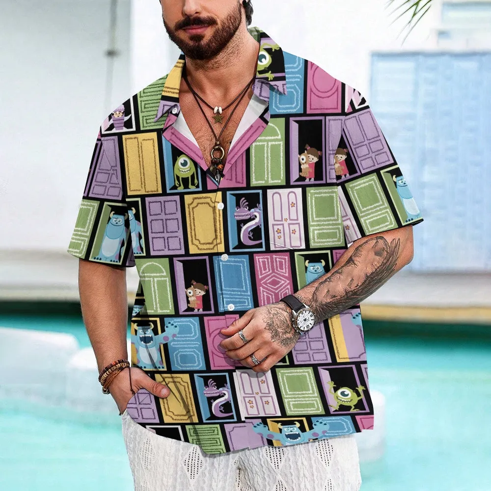 Monster Gate Print Casual Short Sleeve Shirt 2410004483