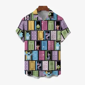 Monster Gate Print Casual Short Sleeve Shirt 2410004483