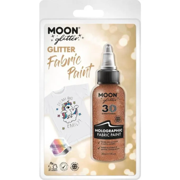 Moon Glitter Holographic Glitter Fabric Paint, Rose Gold