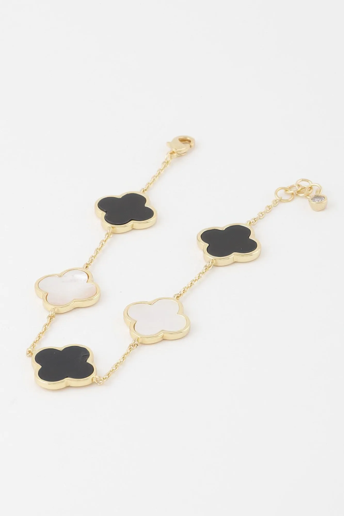 Multi Stone Clover Charm Bracelet