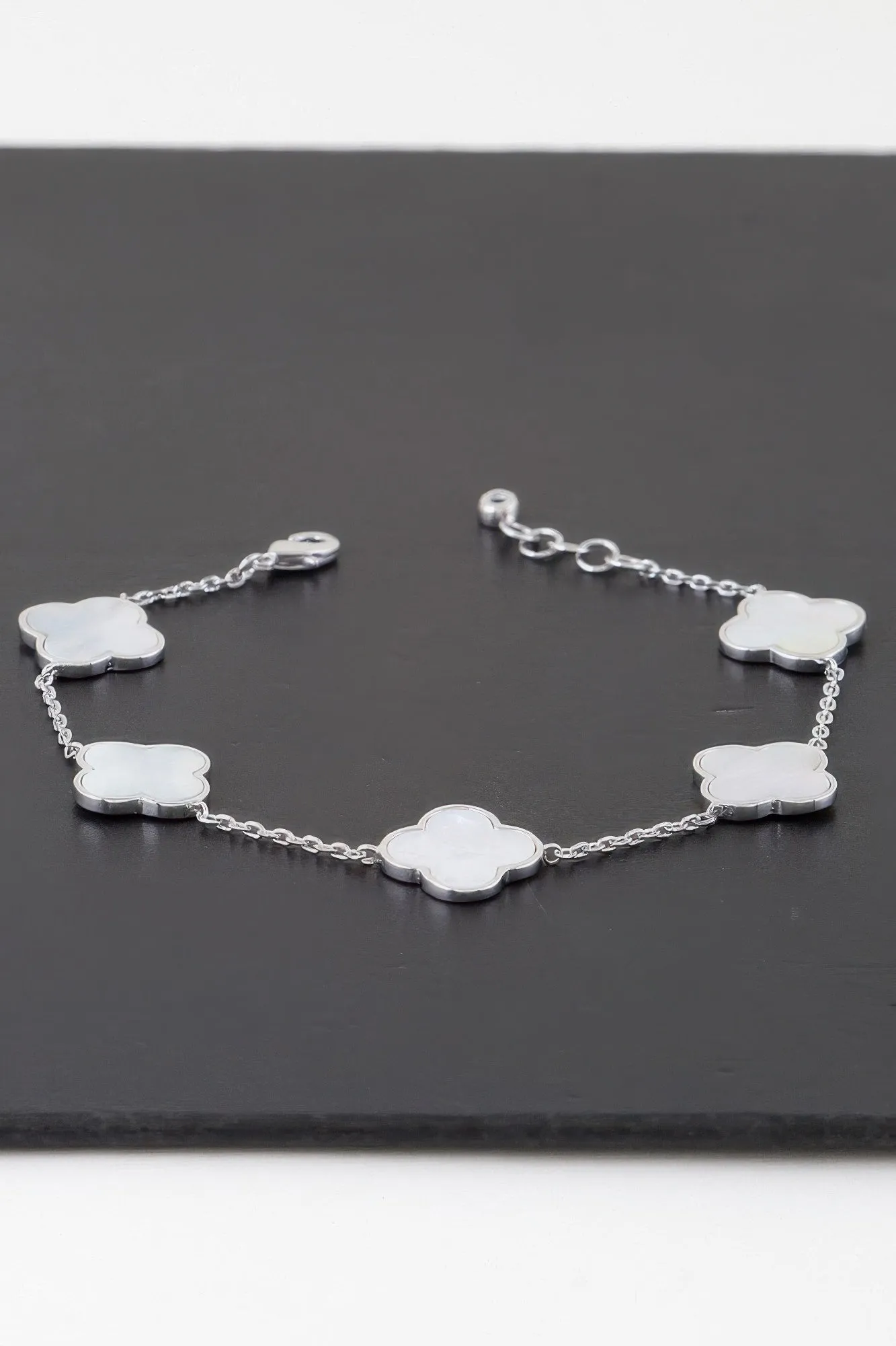 Multi Stone Clover Charm Bracelet