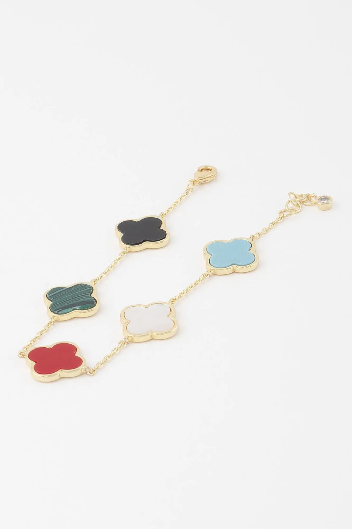 Multi Stone Clover Charm Bracelet