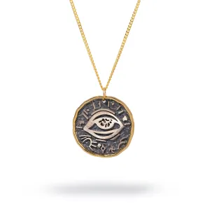 Mythological Symbol Pendant Sterling Silver & Gold Necklace