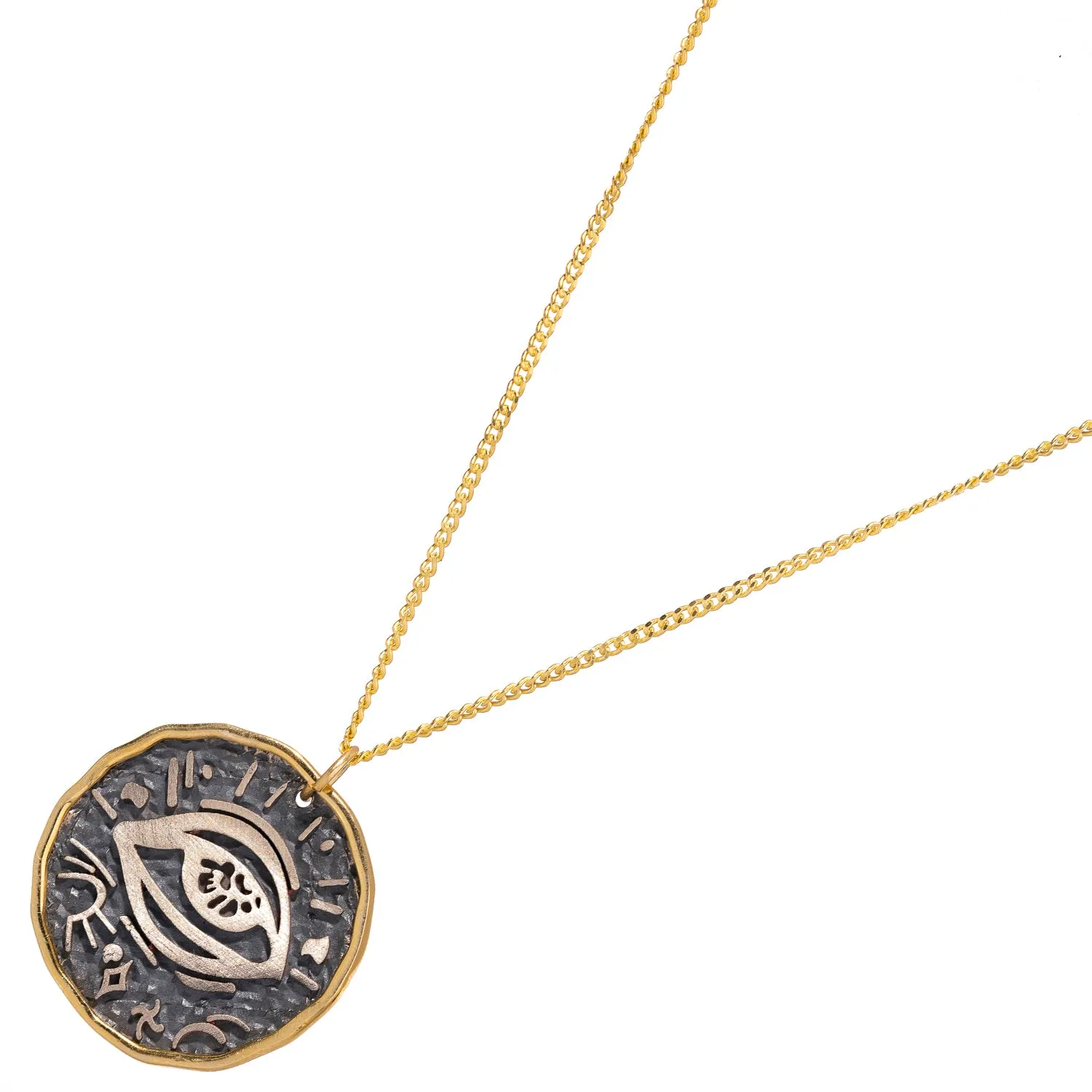 Mythological Symbol Pendant Sterling Silver & Gold Necklace