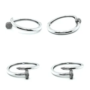 Nail Style Pave Shine Zirconia Juste un Clou Sterling Bracelet Bangle