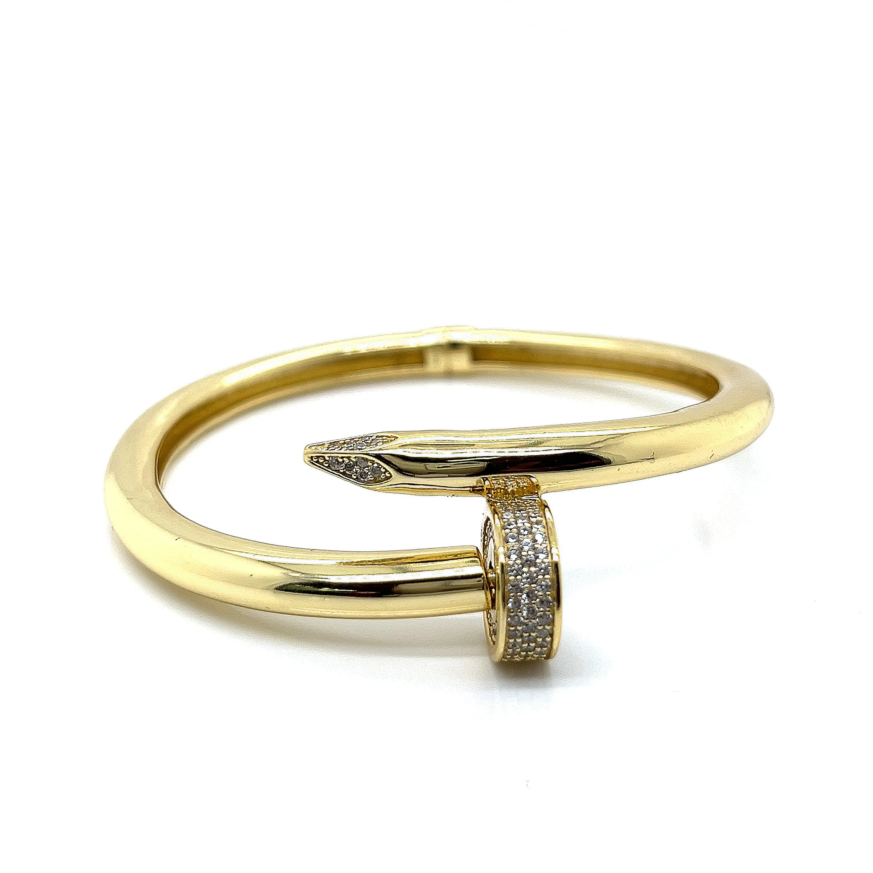 Nail Style Pave Shine Zirconia Juste un Clou Sterling Bracelet Bangle