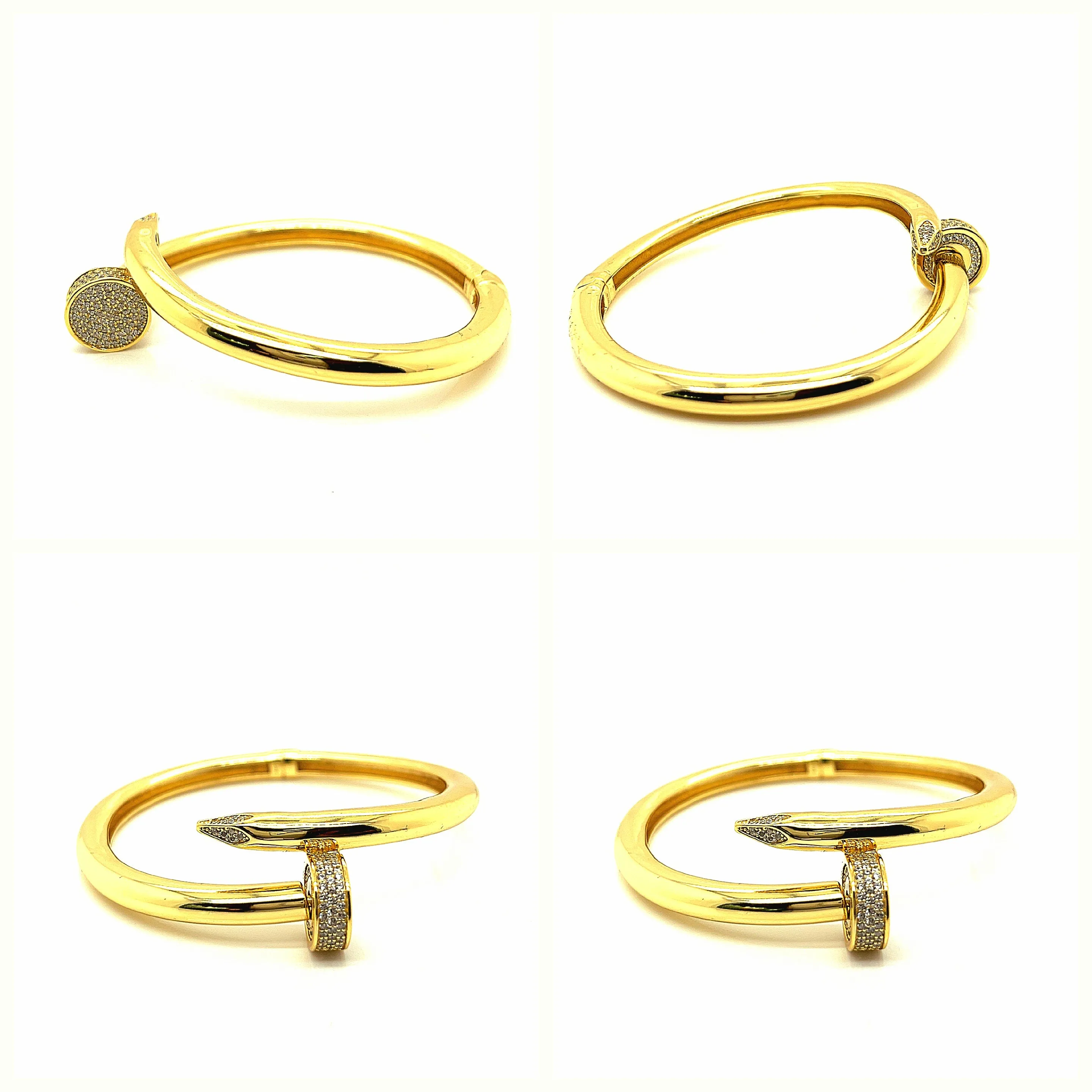 Nail Style Pave Shine Zirconia Juste un Clou Sterling Bracelet Bangle