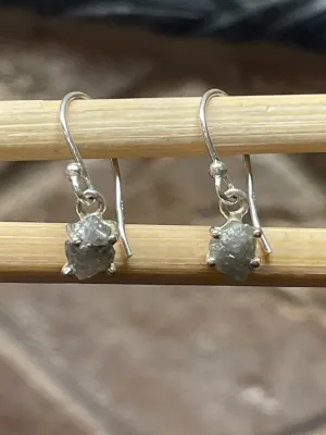 Natural Raw Diamond 925 Solid Sterling Silver Earrings 25mm