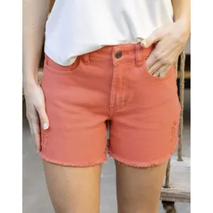 NEW GRACE &amp; LACE casual colored denim shorts in hot coral