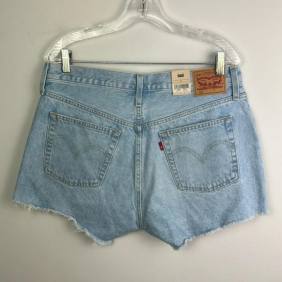 NEW Levi’s 501 Distressed Raw Hem Jean Shorts Cutofffs High Waisted 32 Cotton