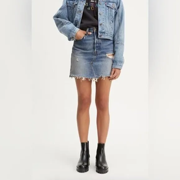 NEW Levi's Blue Casual Denim Mini Skirt Size 25