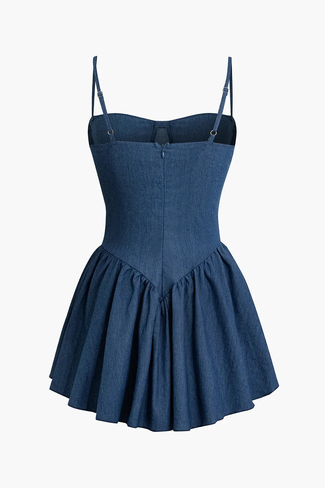 NEW Retails $40 Micas Pleated Bustier Denim Cami Dress, Blue, Sz M