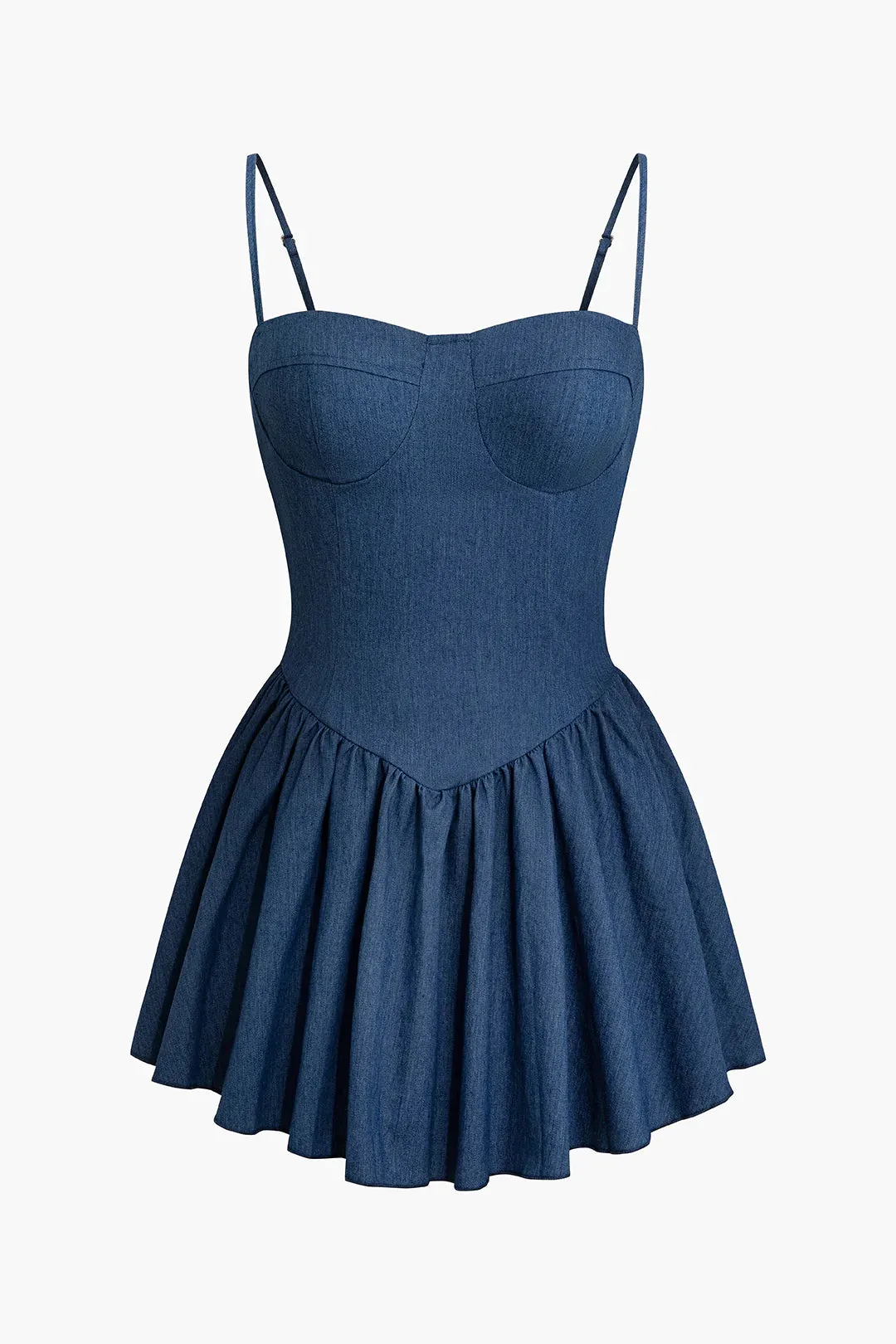 NEW Retails $40 Micas Pleated Bustier Denim Cami Dress, Blue, Sz M