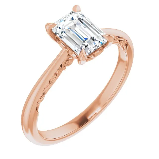 Norah Emerald Diamond Solitaire Engagement Ring