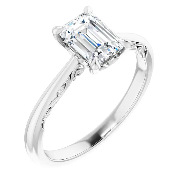 Norah Emerald Diamond Solitaire Engagement Ring