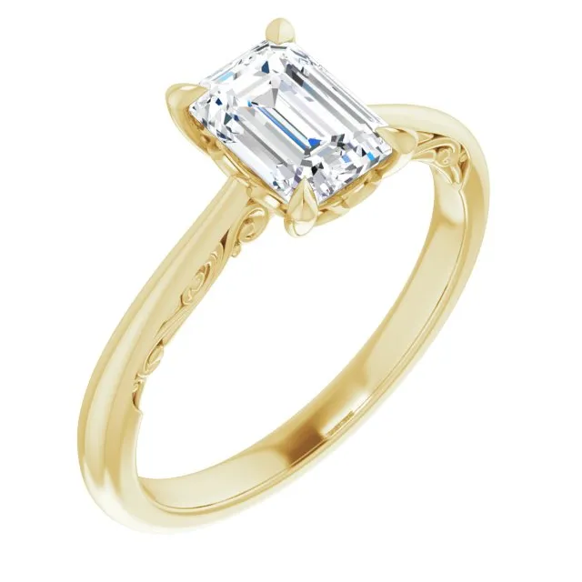 Norah Emerald Diamond Solitaire Engagement Ring