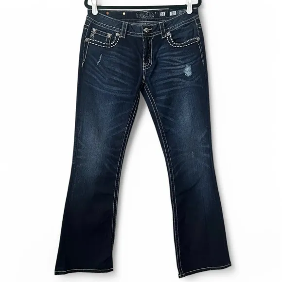 NWOT Miss Me Jeans Wmn’s Size 31 Embellished Cross Dark Wash Boot Cut JP5046817