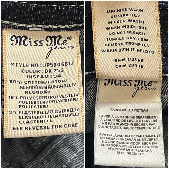 NWOT Miss Me Jeans Wmn’s Size 31 Embellished Cross Dark Wash Boot Cut JP5046817